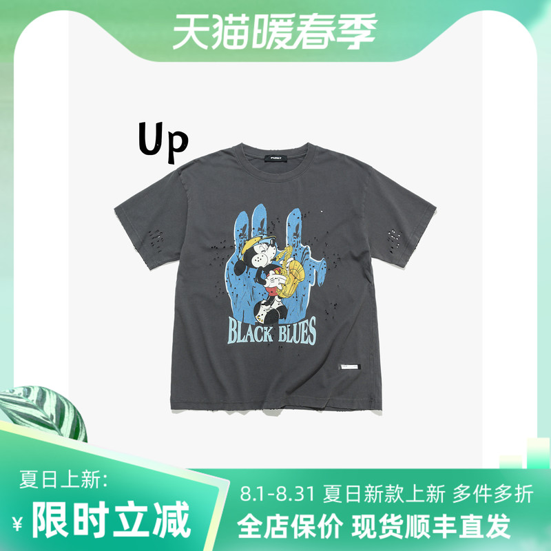 [Domestic Stock] Purey · Wr Mickey Lemon Harley Eagle Cheetah Vintage Wormhole Short Sleeve