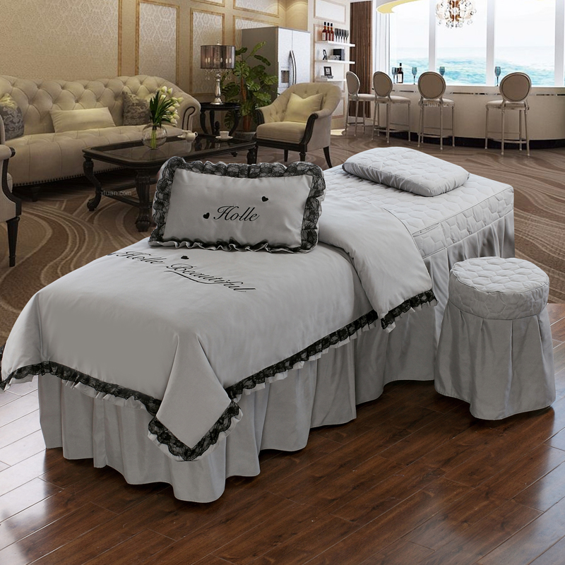 bộ giường Beauty bedspread đơn giản dành cho gia đình cao cấp châu Âu bốn tờ chăm sóc sắc đẹp và mát xa tùy thẩm mỹ viện - Trang bị tấm mẫu ga trải giường spa
