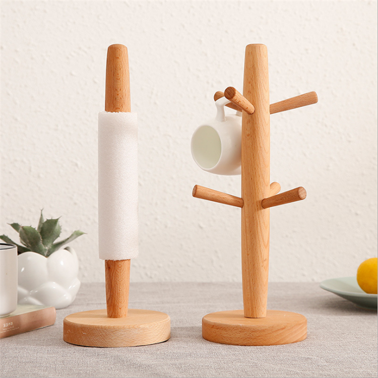 Beech Wood Cup Rack Water Cup Rack Rack Six Paws Drain Cup Rack Living-room Creative Containing Drum Toilet Paper Shelf Solid Wood Shelve