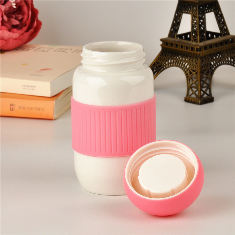 Jingdezhen ceramic cup creative move, lovely cup with handle with glass heat insulation travel cup car cup