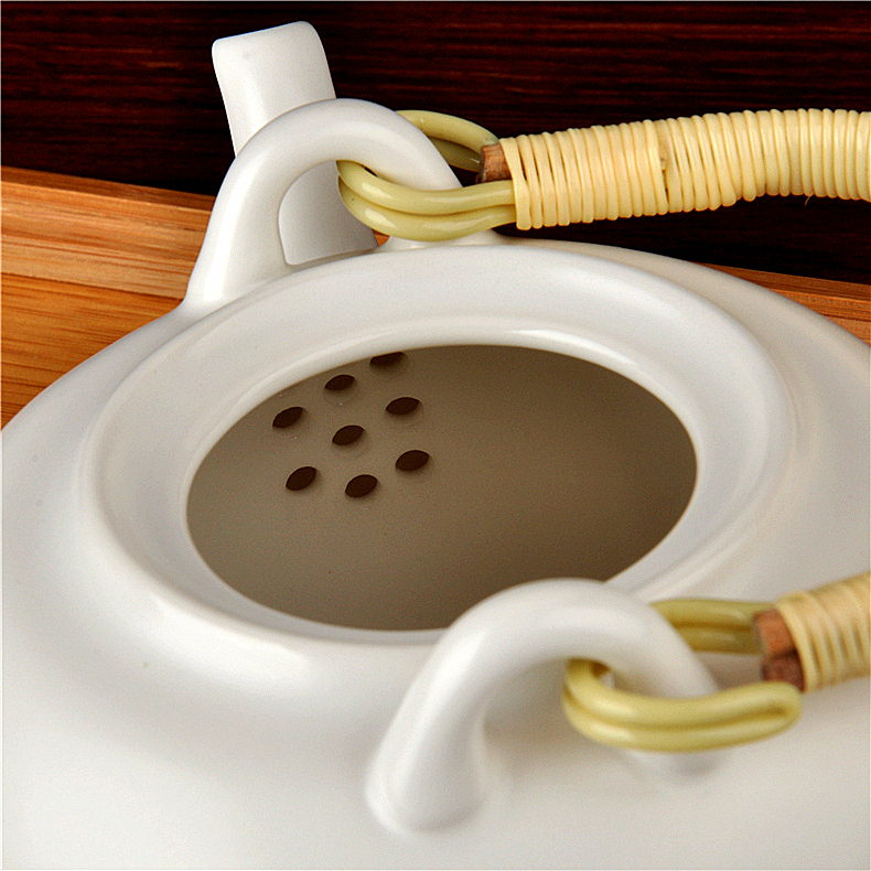 Bamboo tea tray was 7 cool head (send) of jingdezhen ceramic tea set girder kettle pot teapot teacup single CPU suits for