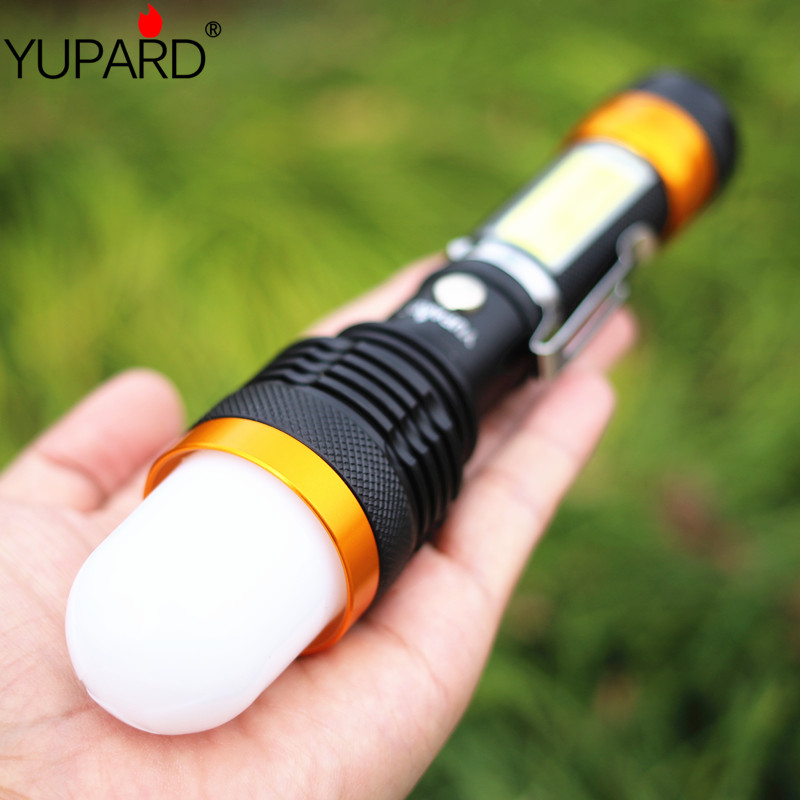 Focus COB Glare Waterproof T6 Flexlight Hood Flashlight Afar magnet Lifesaving Hammer USB Charging Light to build a