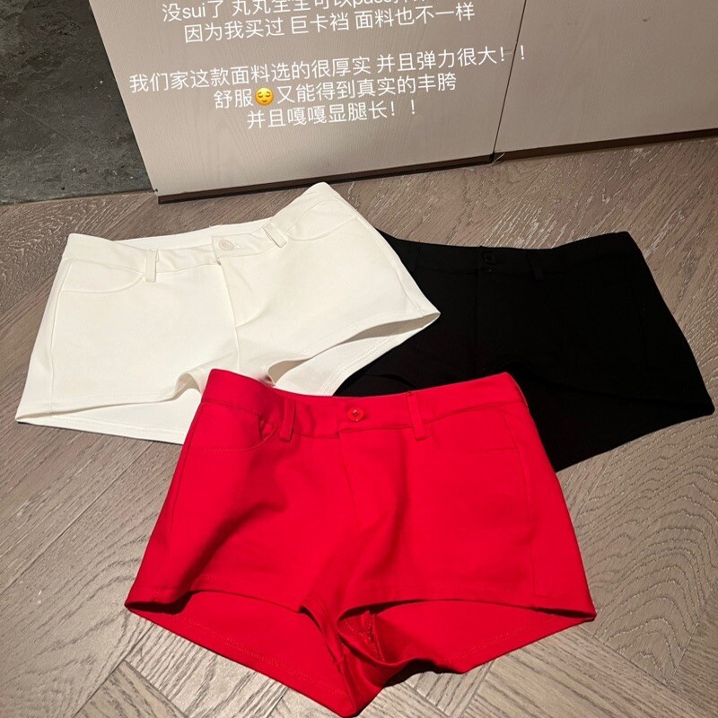 Beautiful Legs, Short Hot Pants* Elastic Suit Fabric + Good Fit + Hip-Enhancing, Slim-Fitting, Versatile Low-Waist Shorts, Summer Low-Waist