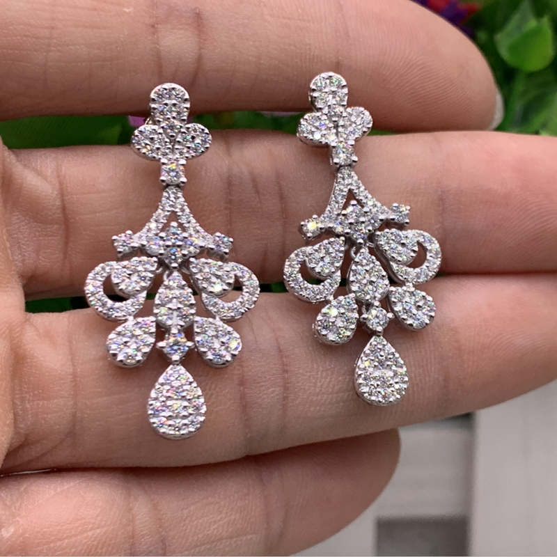 Moisan earrings 18K white gold rose gold diamond earrings women luxury group inlaid personalized diamond earrings women