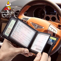 Scarecrow leather mens card bag put drivers license wallet multi-card motor vehicle license holder Mens certificate holder