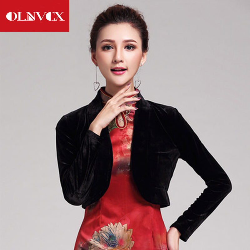 Cheongsam Outerwear for Women 2024 New Style Small Shawl Jacket Cardigan Spring and Autumn Elegant Long-Sleeved Versatile Velvet Vest