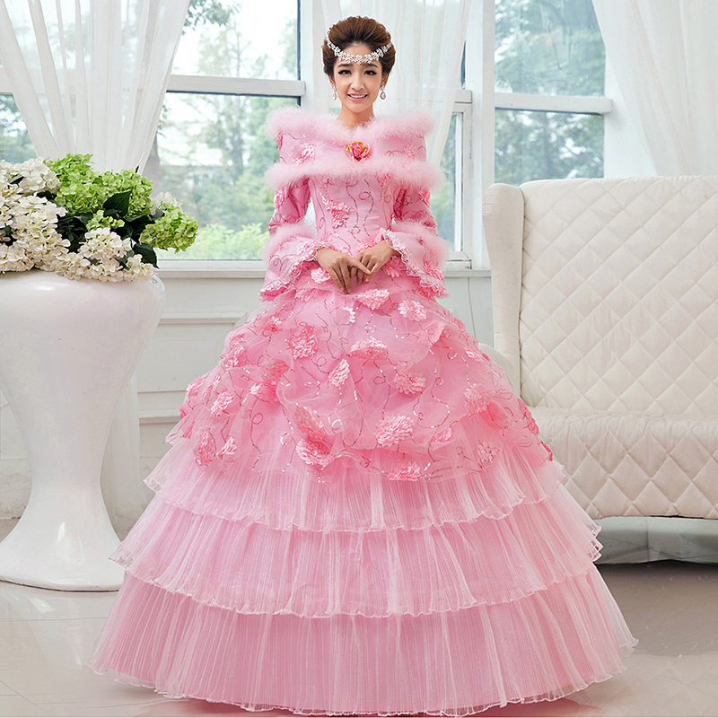 2025 New Wedding Dress Bride Wedding Pink Autumn and Winter Floor-Length Plus Size Warm Slimming Winter Long-Sleeved Women's Dress