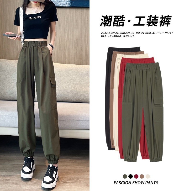 Ultra-Thin American-Style Cargo Pants for Plus-Size Women, Summer Thin Jogger Quick-Dry Sports Pants, High-Waisted Outdoor Casual Pants Ultra-Thin American-Style Cargo Pants for Plus-Size Women, Summer Thin Jogger Quick-Dry Sports Pants, High-Waisted Outdoor Casual Pants