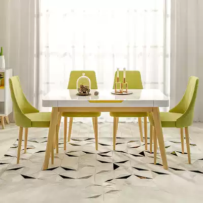 Nordic simple dining table Small apartment dining table and chair combination Modern style household table Tempered glass rectangular dining table