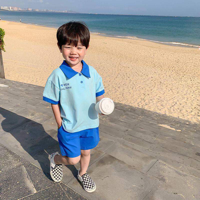 jacadi child clothing 2022 Summer boy baby pure color thin section sports suit for children leisure two style