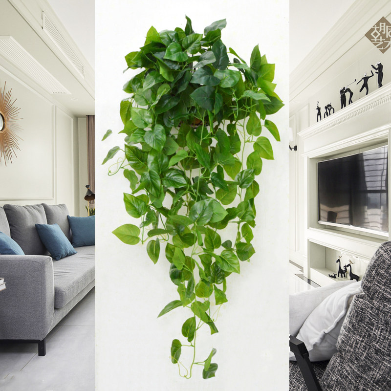 Decoration Sheltering Hanging Wall Green Plant Simulation Leaves Sub Gold Ge Fake Flowers Vines Indoor Plant Chandelier Green Leaf Hanging Pendant