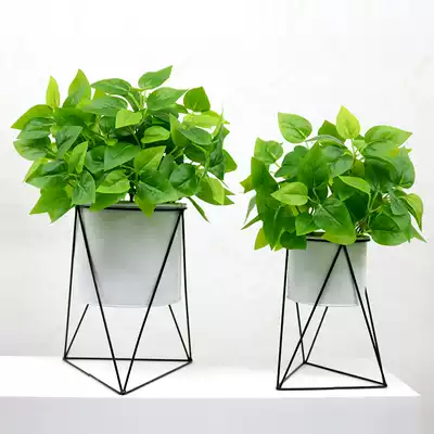 Nordic ins living room simulation plant potted fake flower TV cabinet desktop green plant decoration iron frame bonsai silk floral art