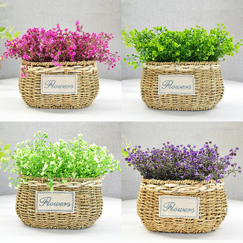 Simulation green plant material fake flower pineapple grass Admiralty willow decoration flower vines knitted potted suit indoor living-room home furnishing