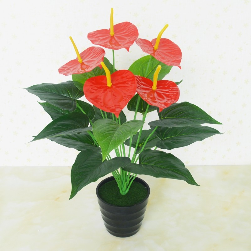 Simulation green plant anthurium green radish fake flowers living room interior decoration green plant floor plastic potted landscape ornaments
