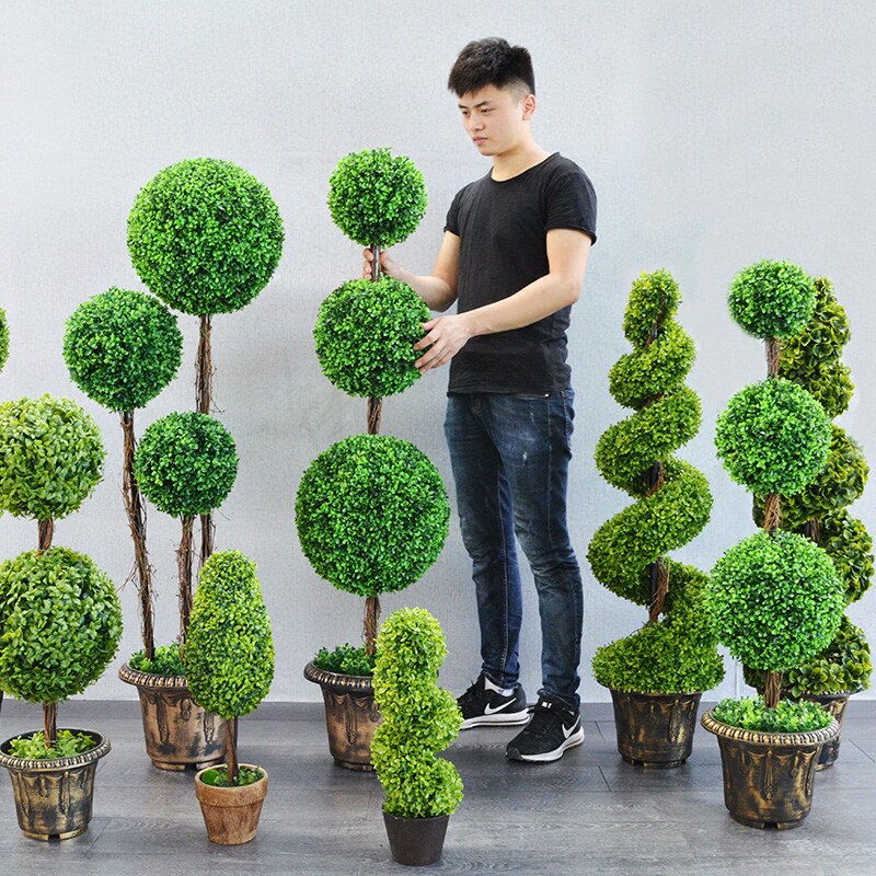 Simulation Plant Plastic Fake Flowers Encrypted Grass Ball Ugali Potted Landscape Large Green Planting Living Room Interior Decoration Pendulum