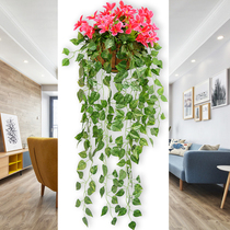 Simulation Green Turquoi Plant Flowers Vines Wall-mounted Hanging Orchid Plastic Flowers Living-room Interiors Wall Decoration Flowers Silk Vines Bar
