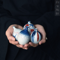 Chu Mo Tao Society coarse pottery small vase flower ornaments blue and white Chinese style simple dry flower insertion incense tea ceremony spare parts