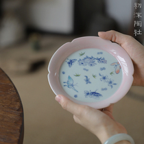 Chu Mo Pottery Society South mud good things Hand-made hand-painted blue and white tulip pot Chenggan tea tray Ceramic pot tray