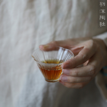 Chimo pottery glass Kung Fu Tea Cup petal cherry blossom Cup Tea Cup heat-resistant glass tea set Single Cup Japanese style