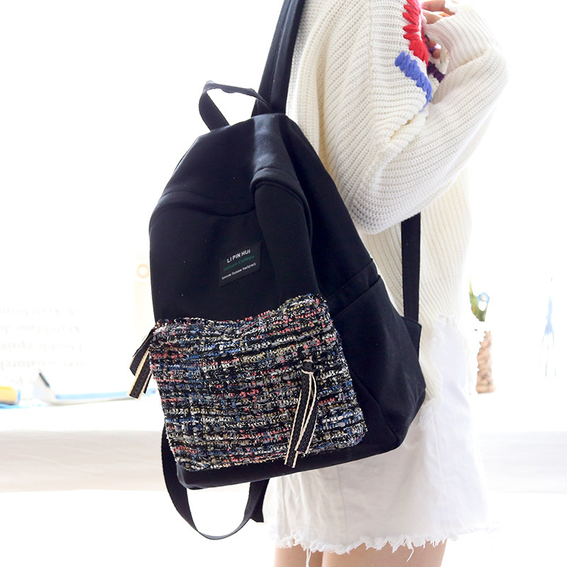 New NR Nuoran girl literary small fresh canvas schoolbag female Korean version backpack high school student backpack