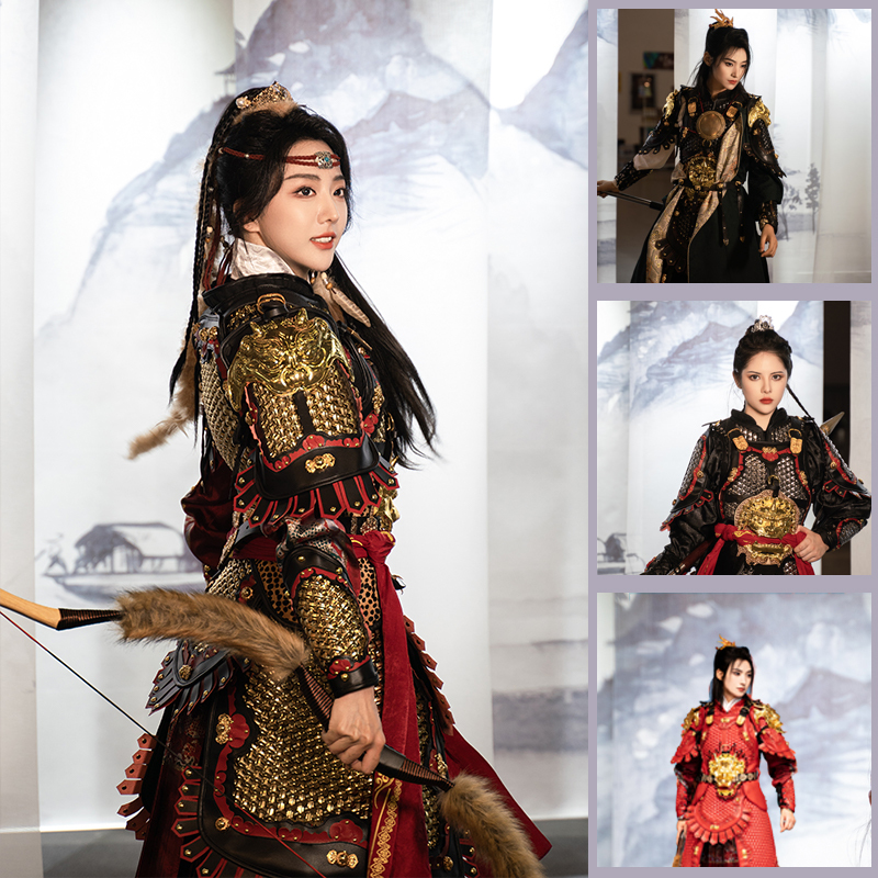 Refined Craftsmanship Ming Dynasty Style Slim Fit Split Chainmail Armor Women's Chinese Armor Gold and Silver Armor Hanfu Clothing