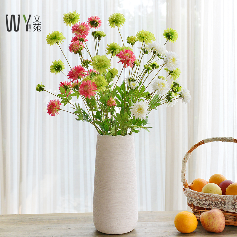 Artificial flower chrysanthemum single bouquet silk flower fake flower living room tea table home decoration flower table flower indoor ornaments