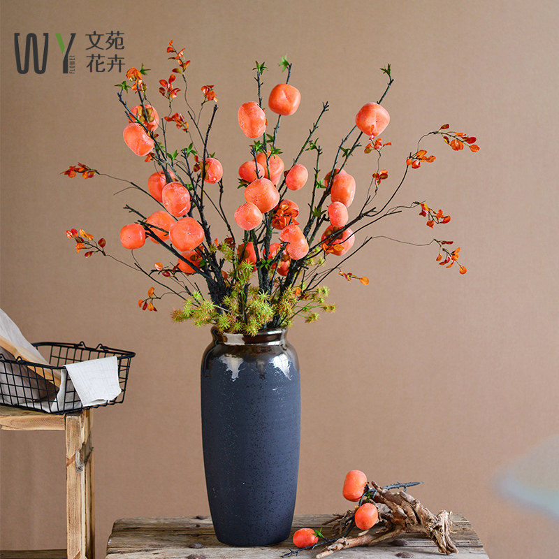 Emulated persimmon tree branches floral bouquet of Chinese style living room suit furnishing with home decorations with flower arrangement fake flowers