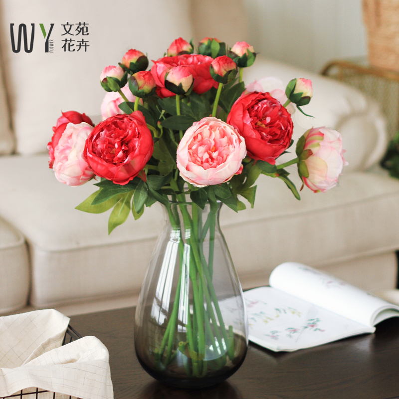 Simulation Peony Hand Feel Moisturizing Silk Flowers Fake Flowers Living-room Dining Room Dining Room Table Vase Insert Drying Flowers Modern Home Swing Accessories
