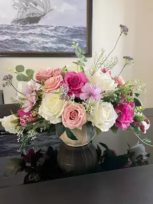 Simulation flower high-end flower setting fake flower decoration set home table desktop light luxury decorative flower silk flower living room dry flower