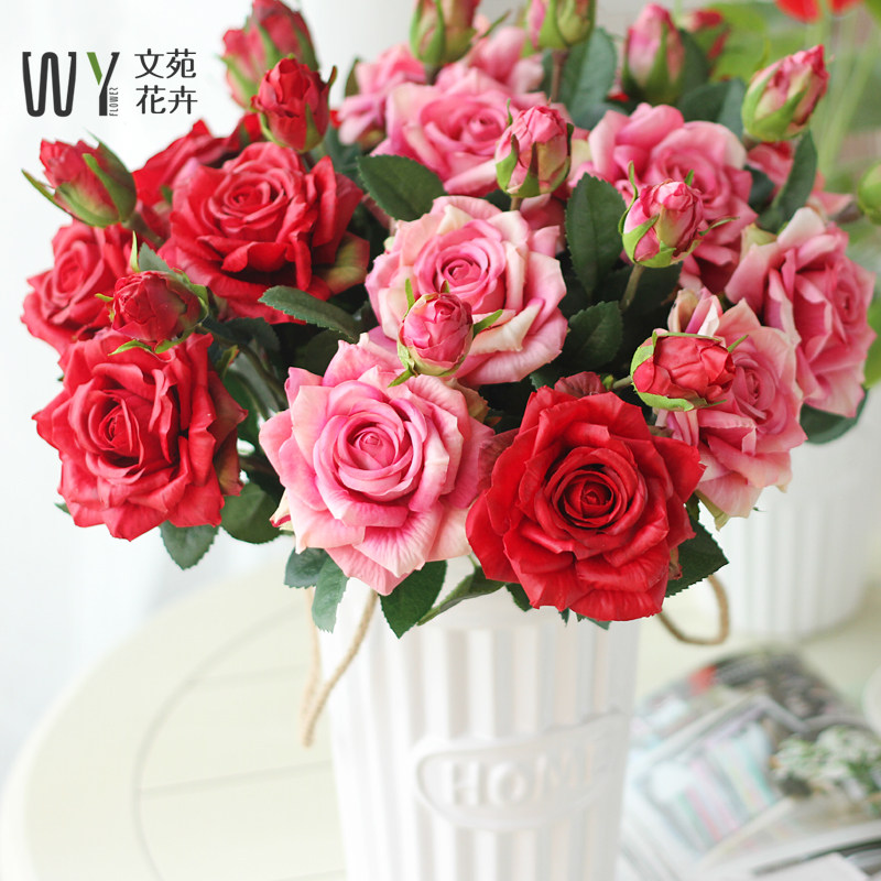 Wet Sensation Rose Flower Emulation Floral Bouquet Wedding Placement Fake Flowers Flowers Decoration Flowers room Dining Room Table Hem