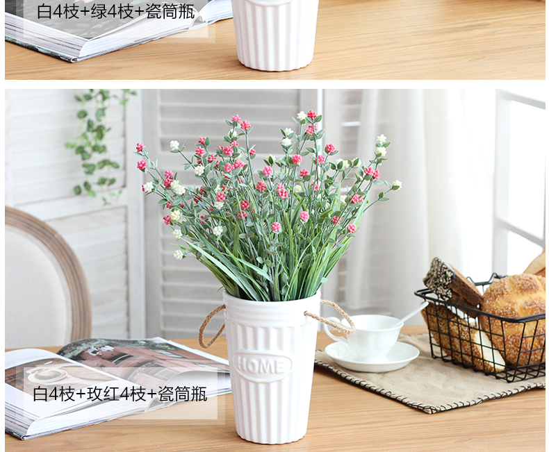 Hoa nhân tạo quả mọng quả cỏ với lá đầy sao hoa giả bàn hoa khô trang trí hoa phòng khách trang trí - Trang trí nội thất vật dụng dcor phòng ngủ