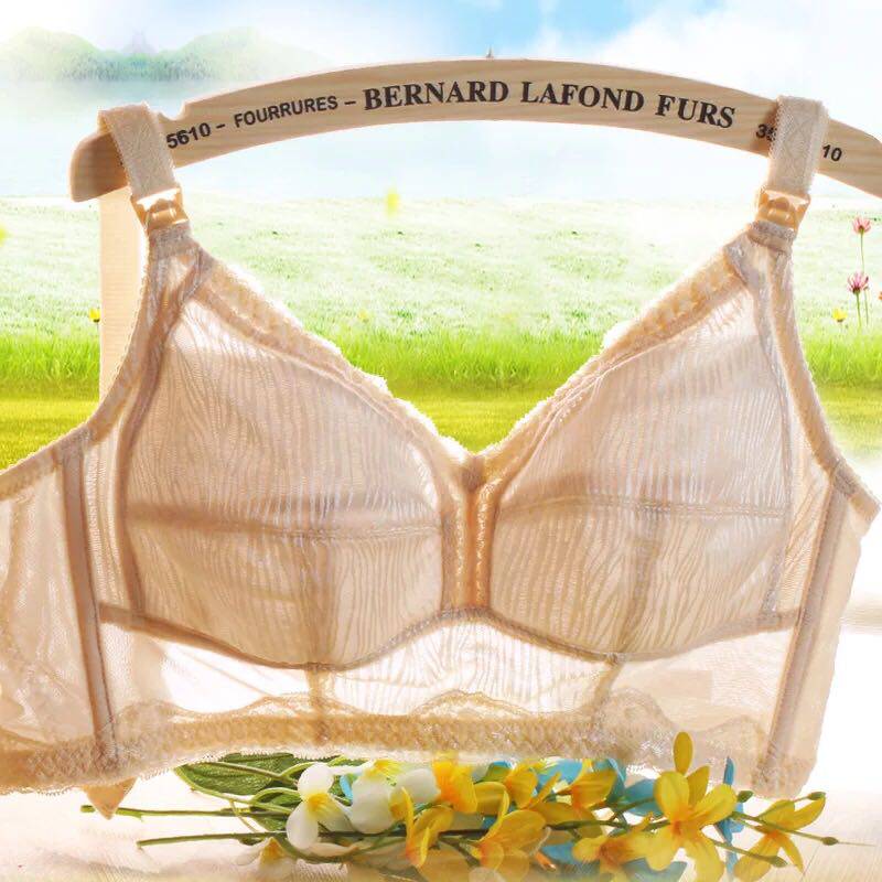 Large size summer thin section large size maternity nursing underwear front buckle cotton nursing bra cotton 100G cup