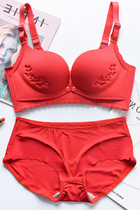 Big red breastfeeding bra maternity underwear set low-waisted panties cotton wedding birth year without steel ring pregnancy