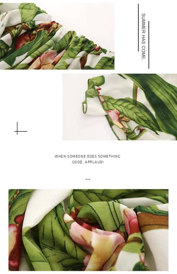 Lá sen xanh mới chia ba hoặc bốn bộ đồ bơi nữ ngực ngực tụ tập thanh lịch quây chống nước hoa nhỏ - Bộ đồ bơi hai mảnh 	đồ bơi 2 mảnh short