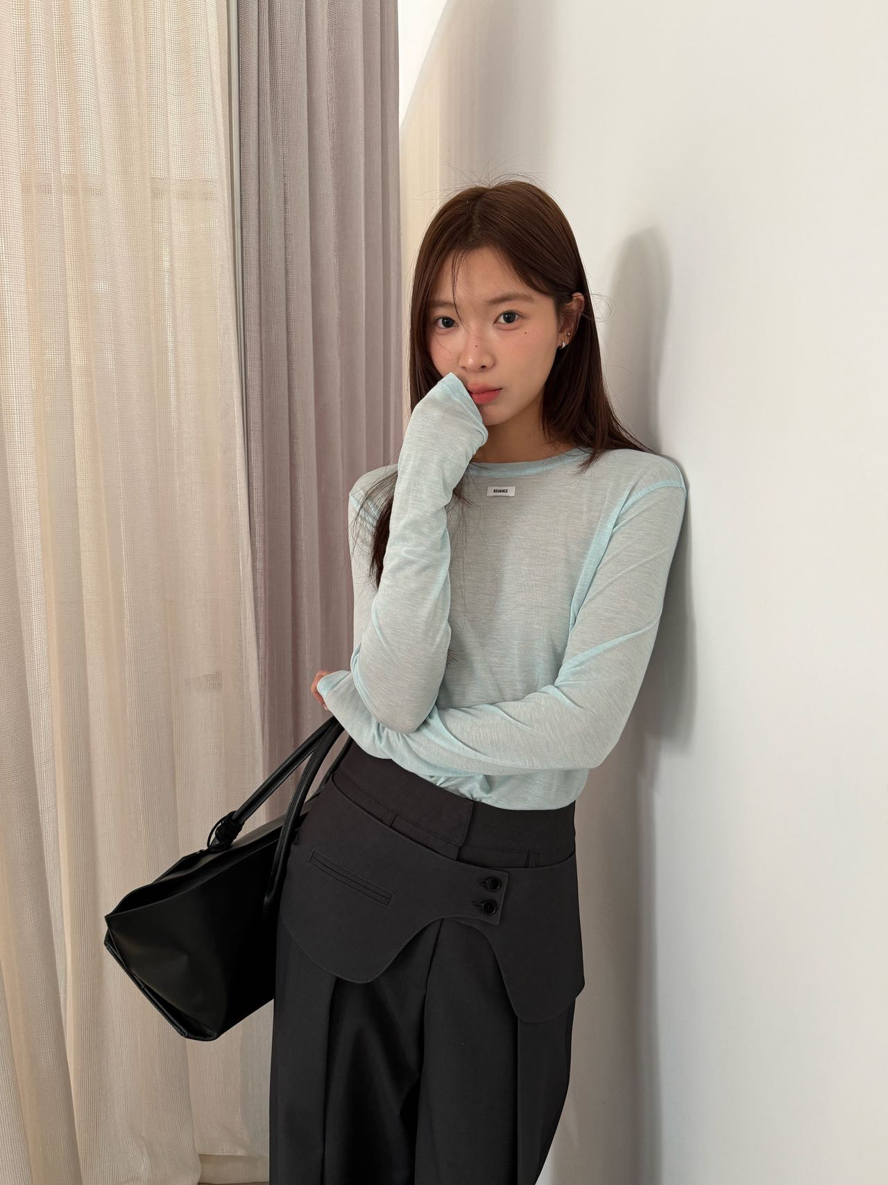 waitmore Весенняя новинка базовая футболка из тенселя и шерсти женская приталенная с круглым вырезом и длинными рукавами