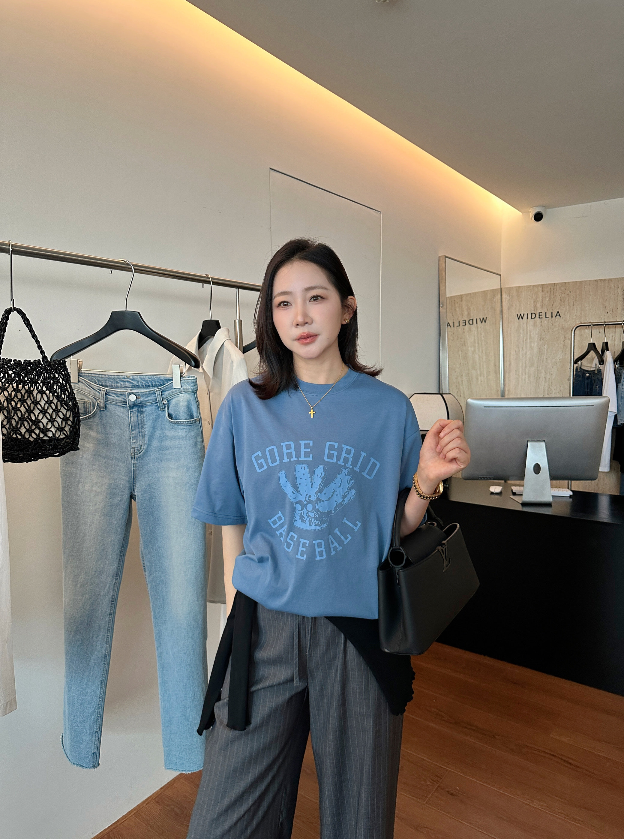 widelia2025 летняя новинка винтажная футболка с принтом круглый вырез свободная повседневная с коротким рукавом женская