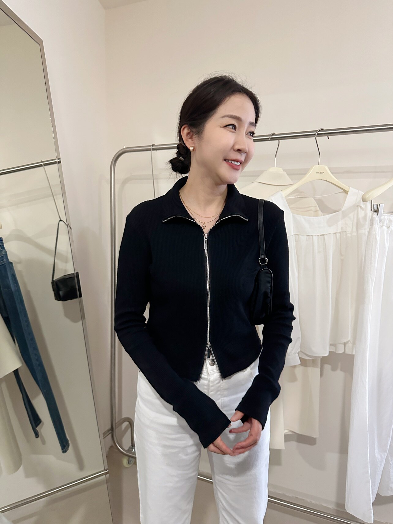 widelia куртка женская с двойной молнией повседневная приталенная короткая весна 2025