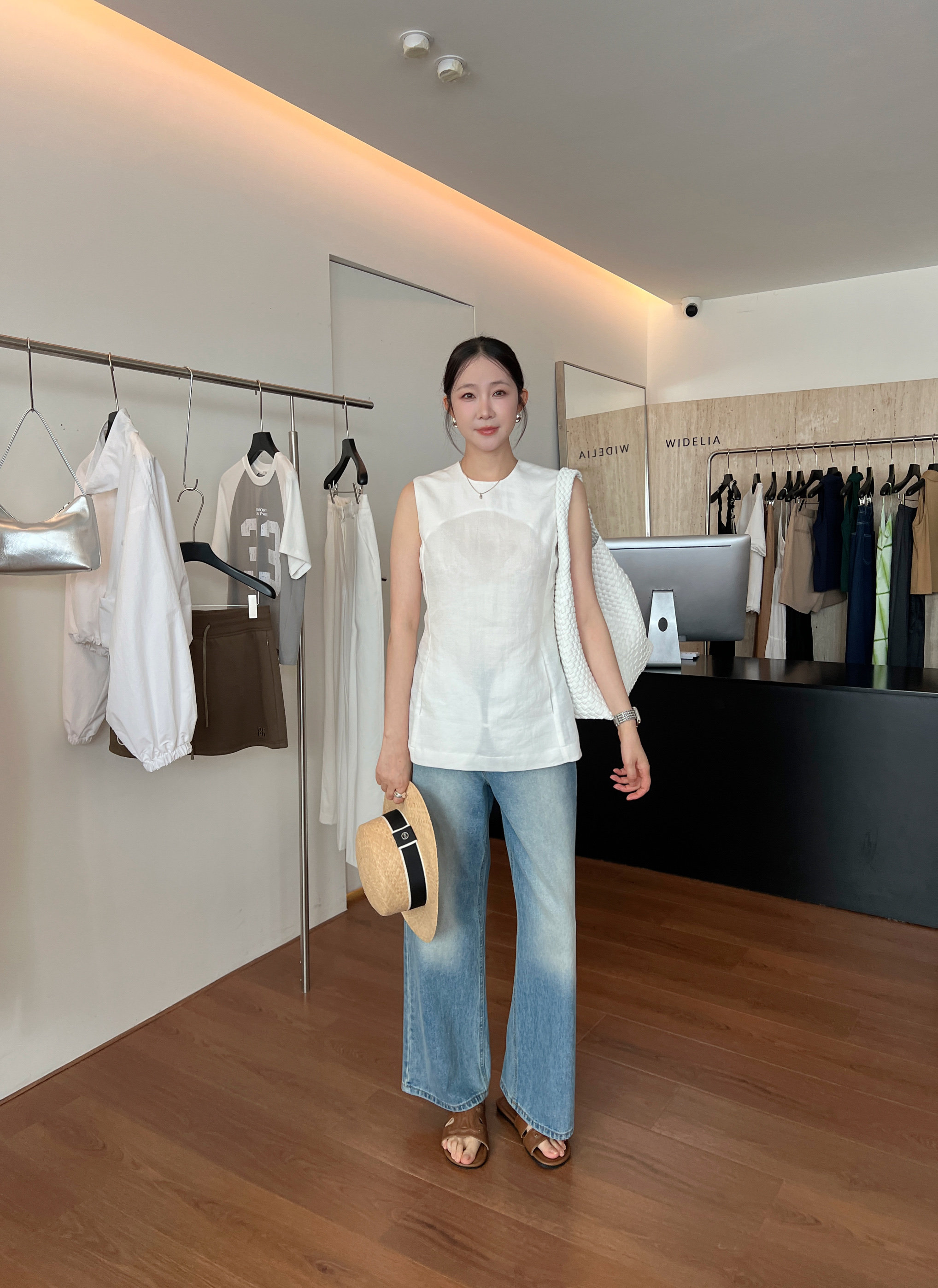 WIDELIA элегантная блузка с разрезом женская 2025 лето минималистичная универсальная приталенная без рукавов майка