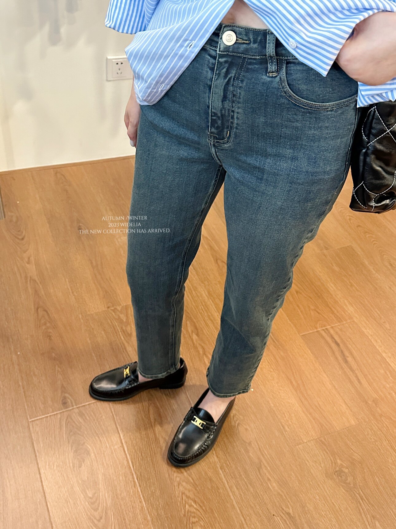 widelia женские укороченные стройнящие универсальные прямые брюки осень-зима 2026 высокая талия эластичные джинсы дудочки W05