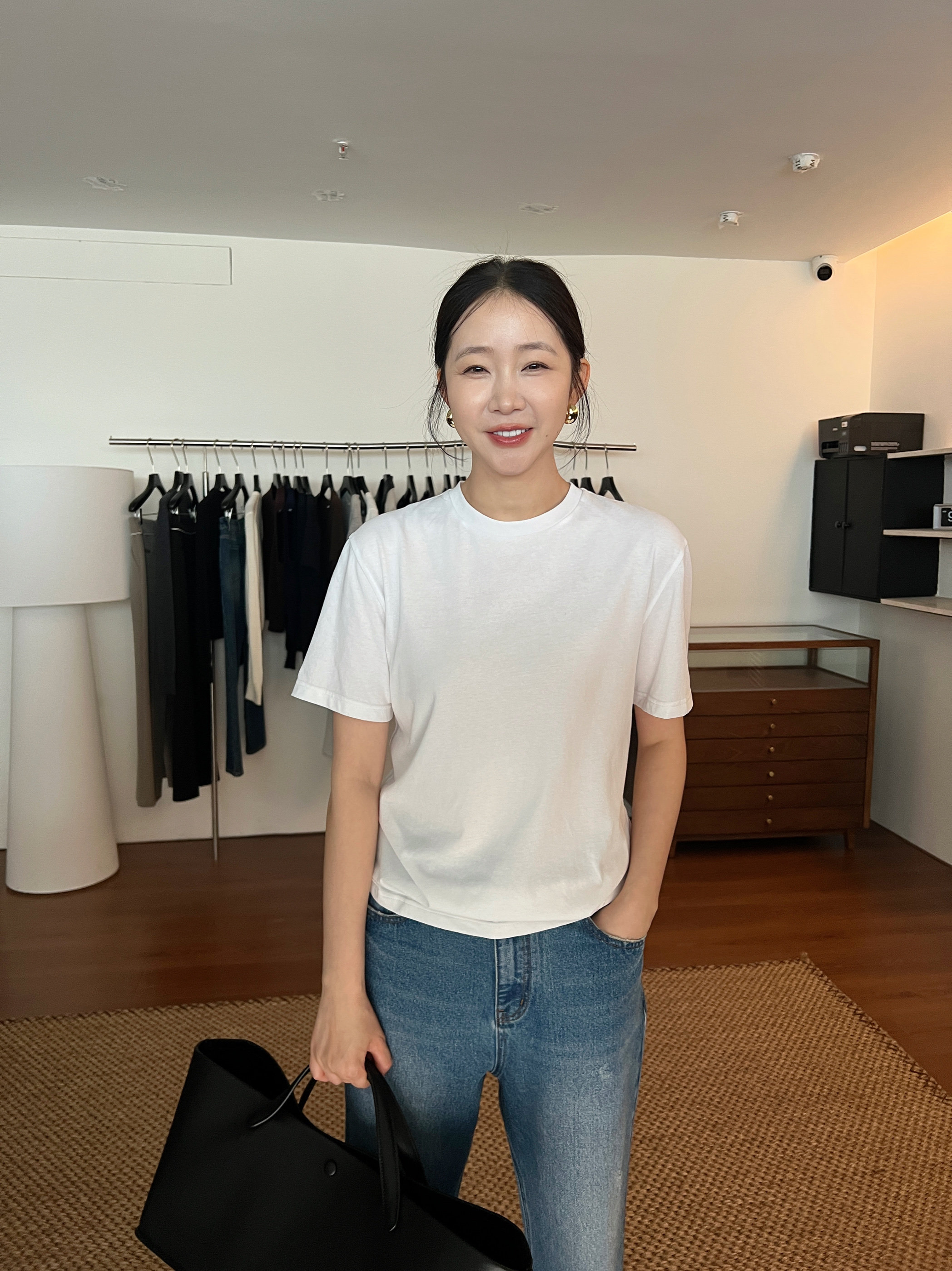 widelia свободная универсальная повседневная футболка 2024 осень круглый вырез однотонная стройнящая базовая майка