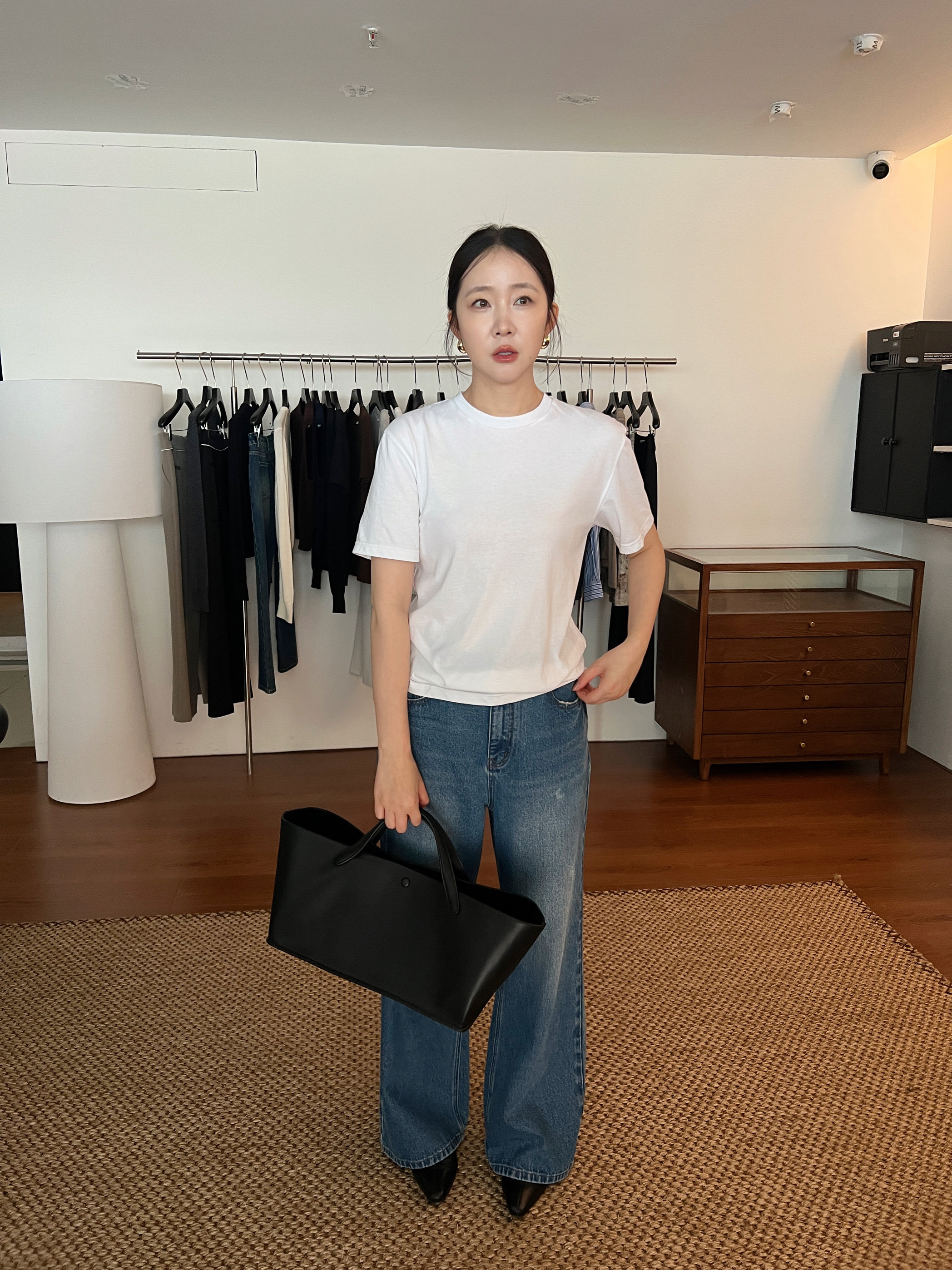 widelia свободная универсальная повседневная футболка 2024 осень круглый вырез однотонная стройнящая базовая майка