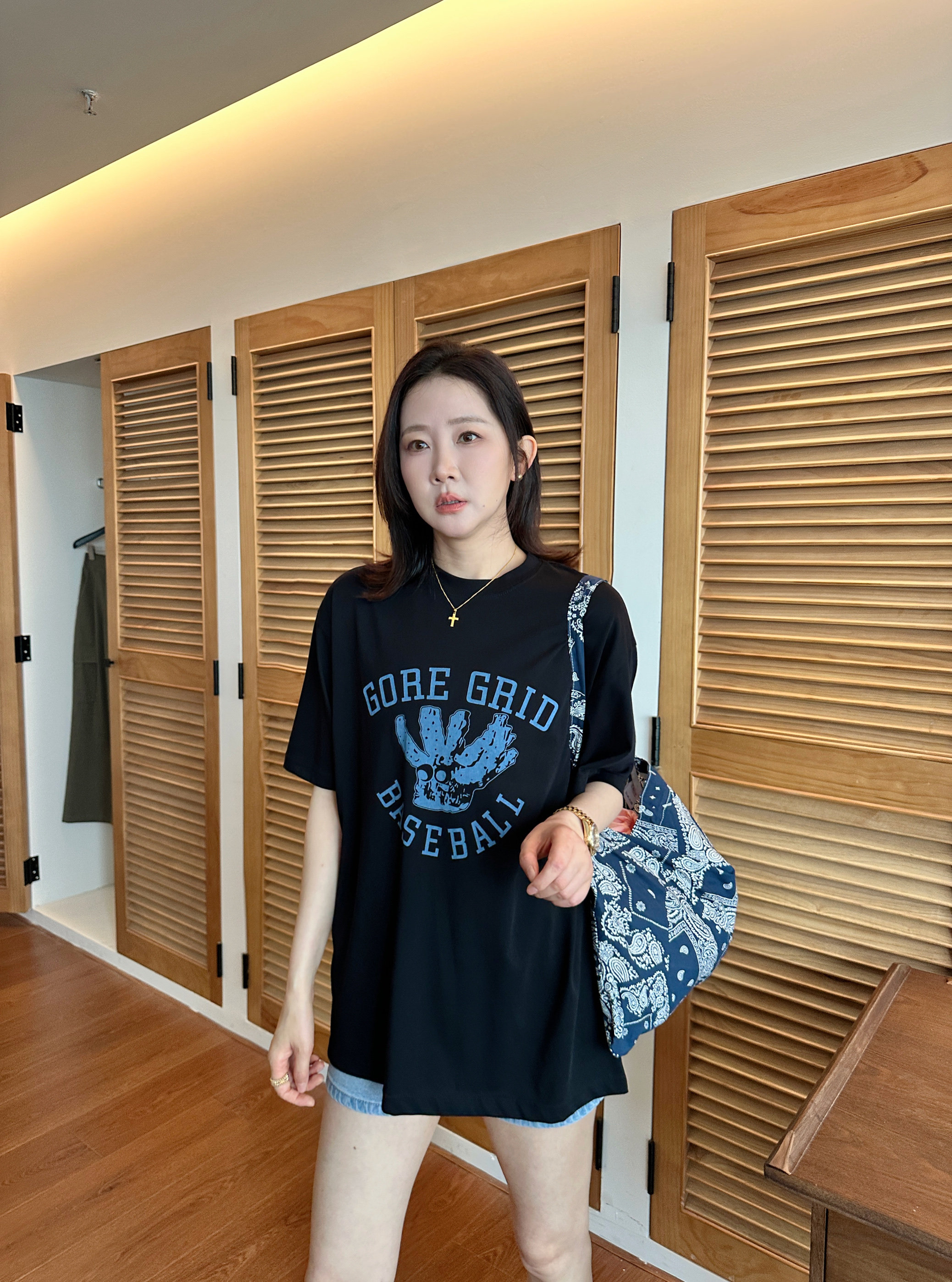 widelia2025 летняя новинка винтажная футболка с принтом круглый вырез свободная повседневная с коротким рукавом женская