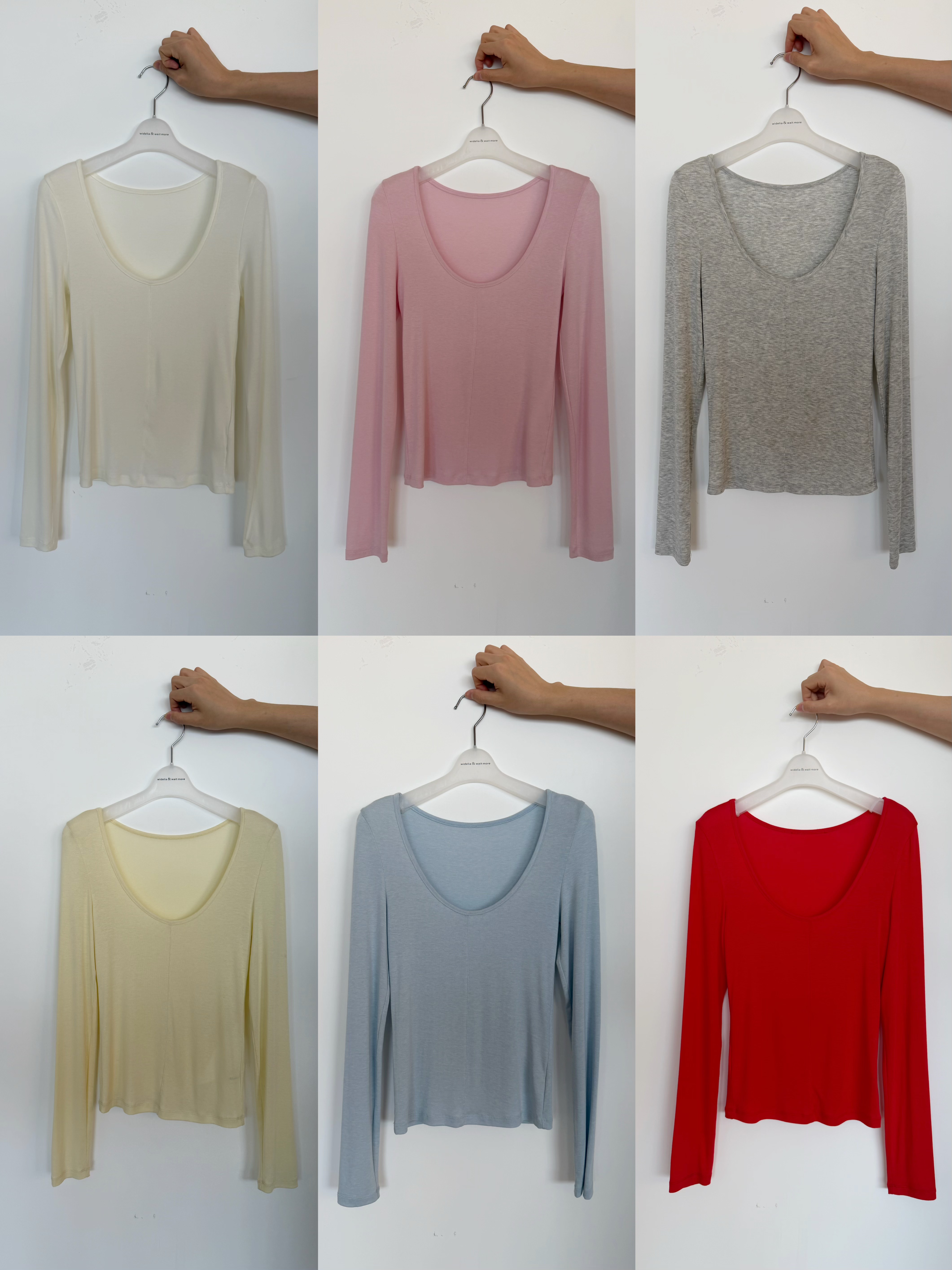 WAITMORE футболка женская с длинным рукавом из смеси тенсела и шерсти с U-образным вырезом приталенная базовая