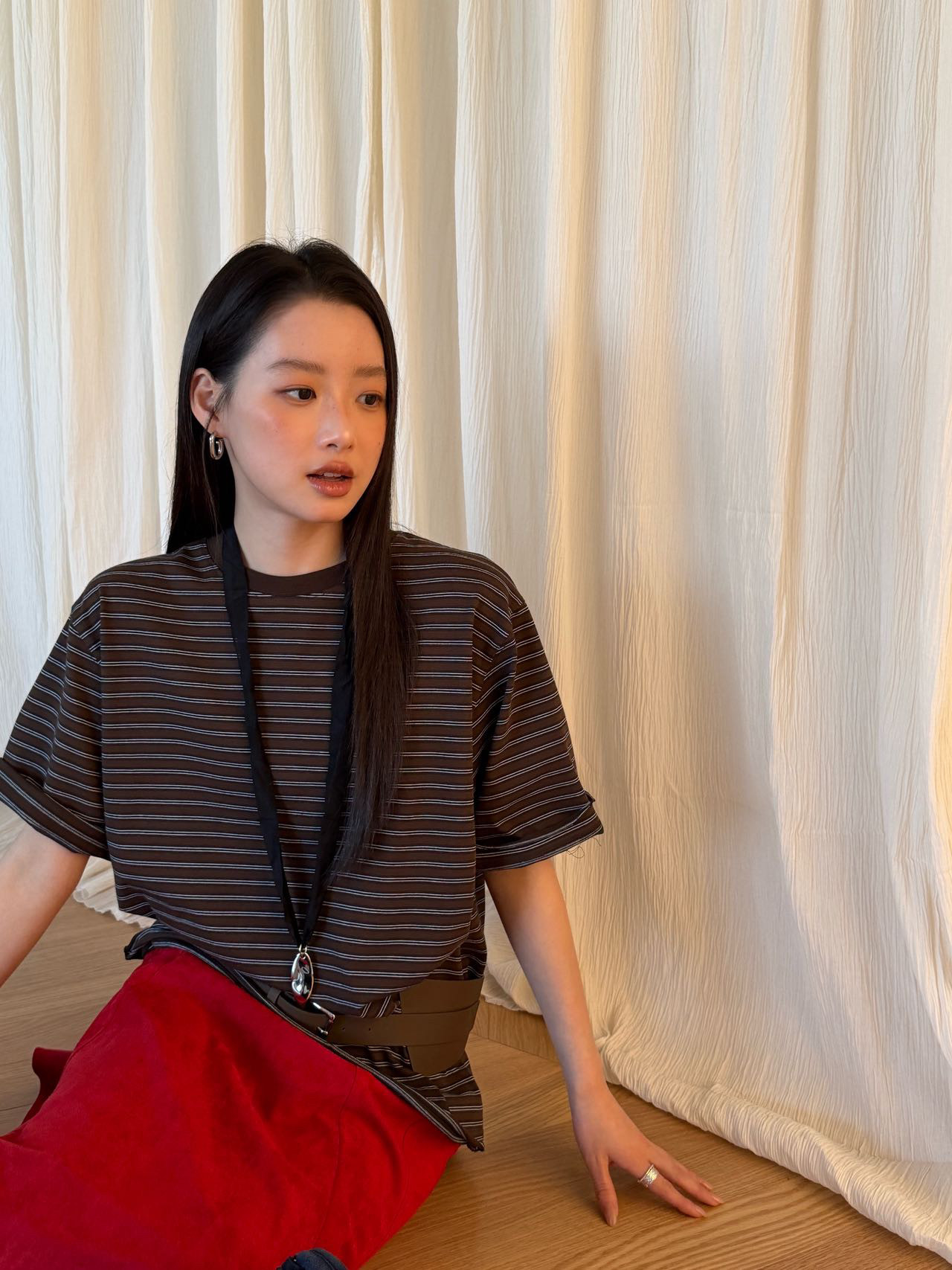 waitmore футболка женская с короткими рукавами в полоску контрастных цветов корейский стиль весна 2026