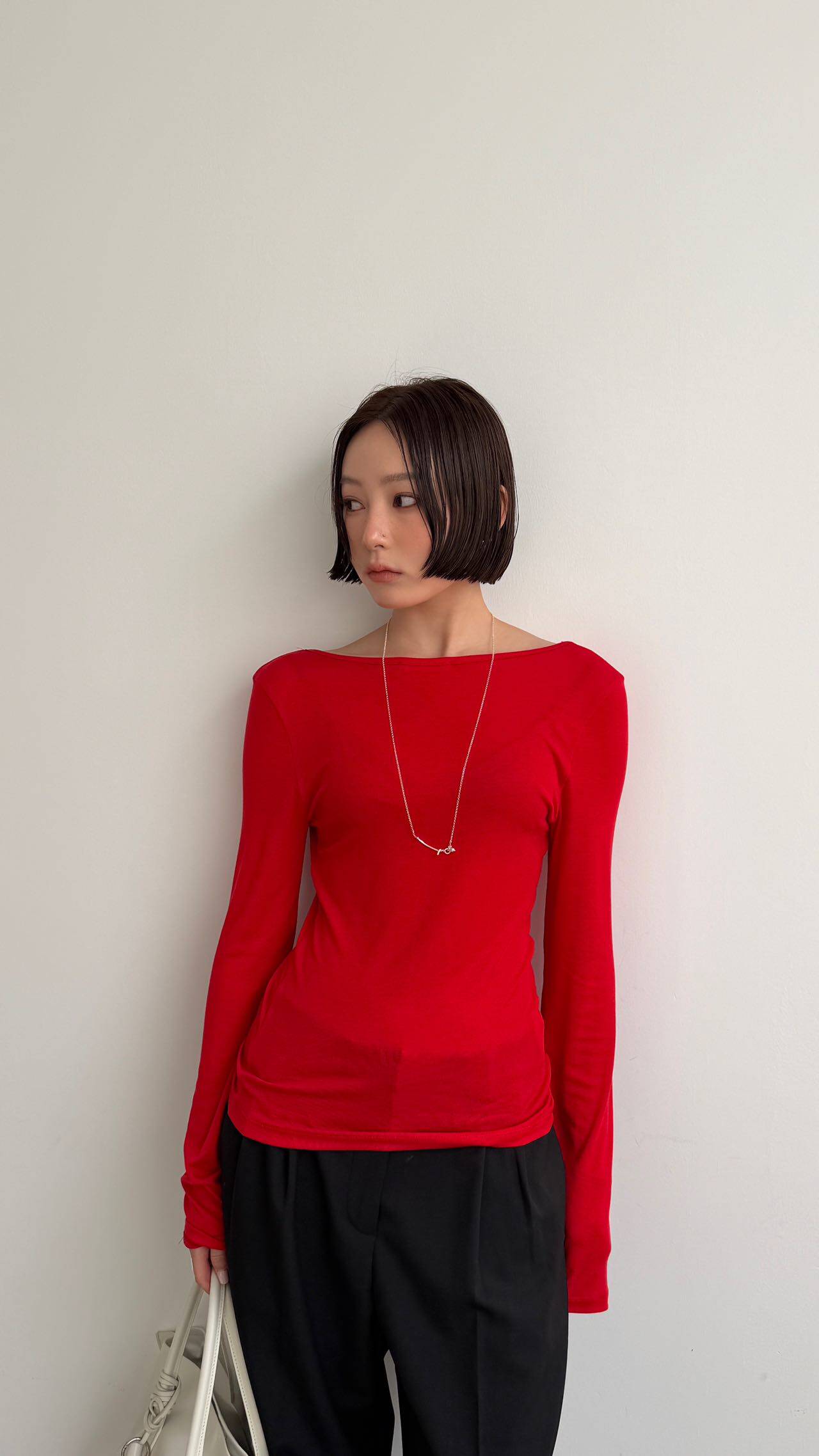 WAITMORE футболка женская с длинным рукавом из смеси тенсела и шерсти с U-образным вырезом приталенная базовая