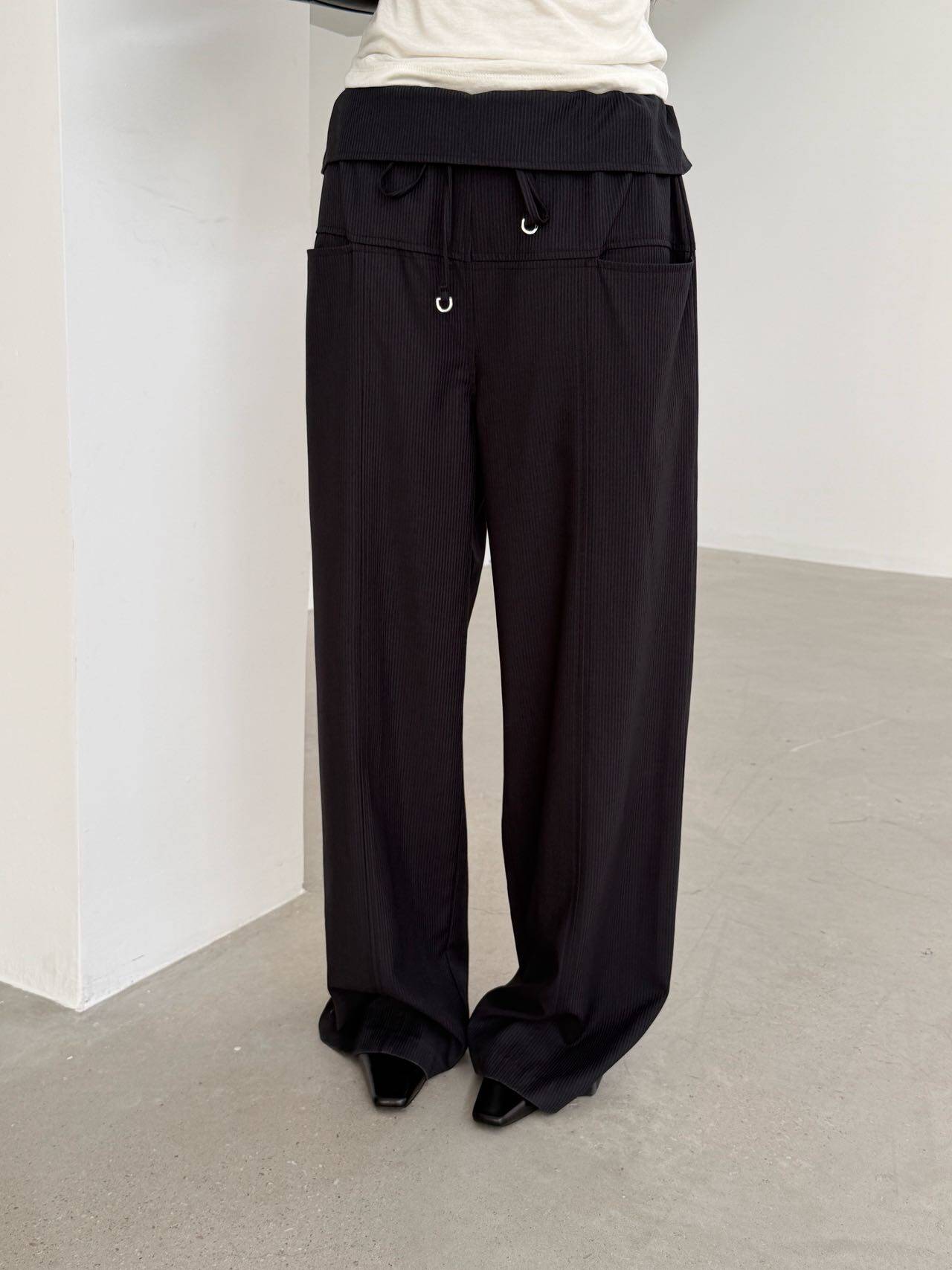 waitmore2026 весенняя новинка стильные широкие брюки с завязками и шнуровкой стройнящие универсальные повседневные женские