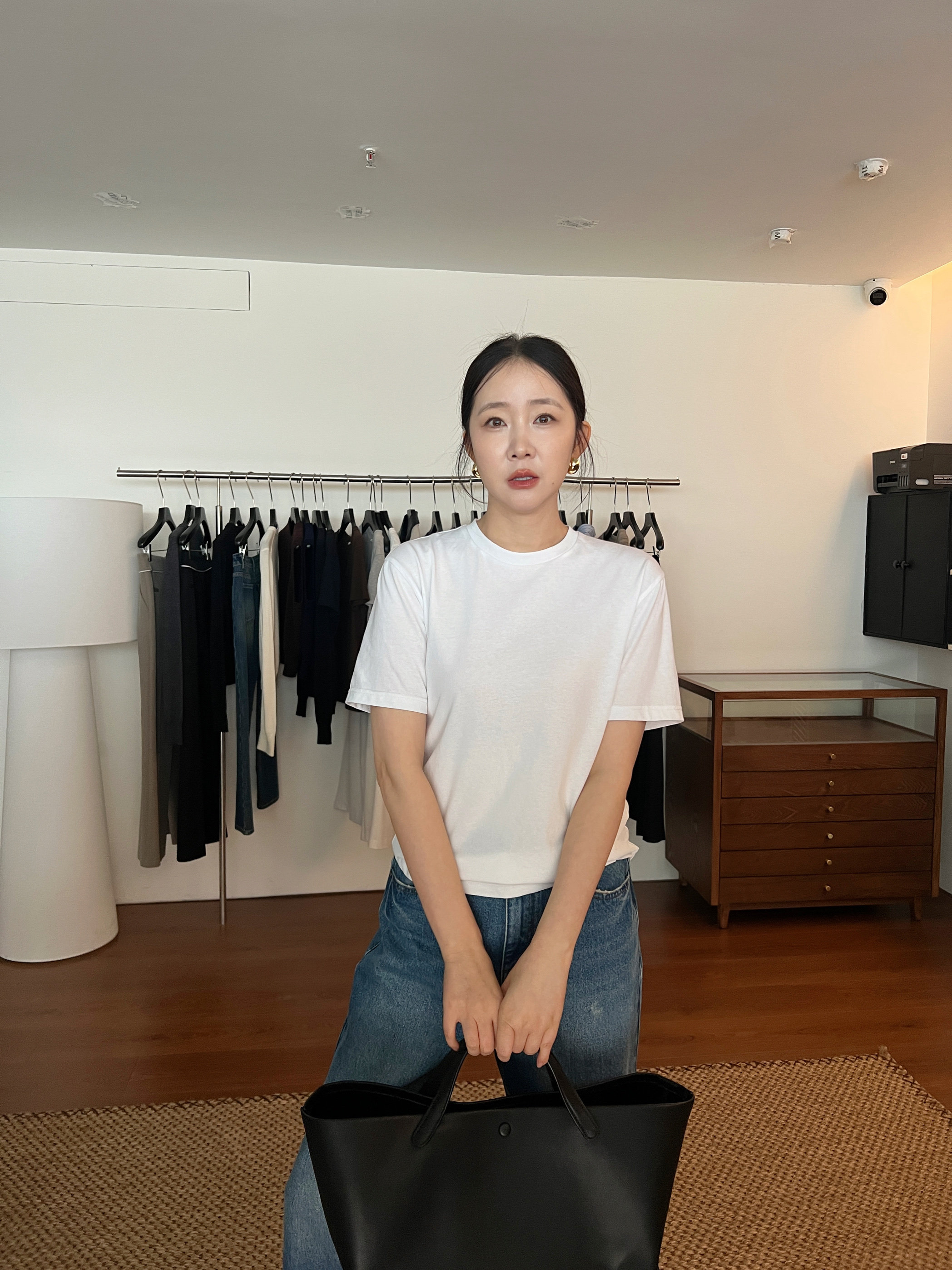 widelia свободная универсальная повседневная футболка 2024 осень круглый вырез однотонная стройнящая базовая майка