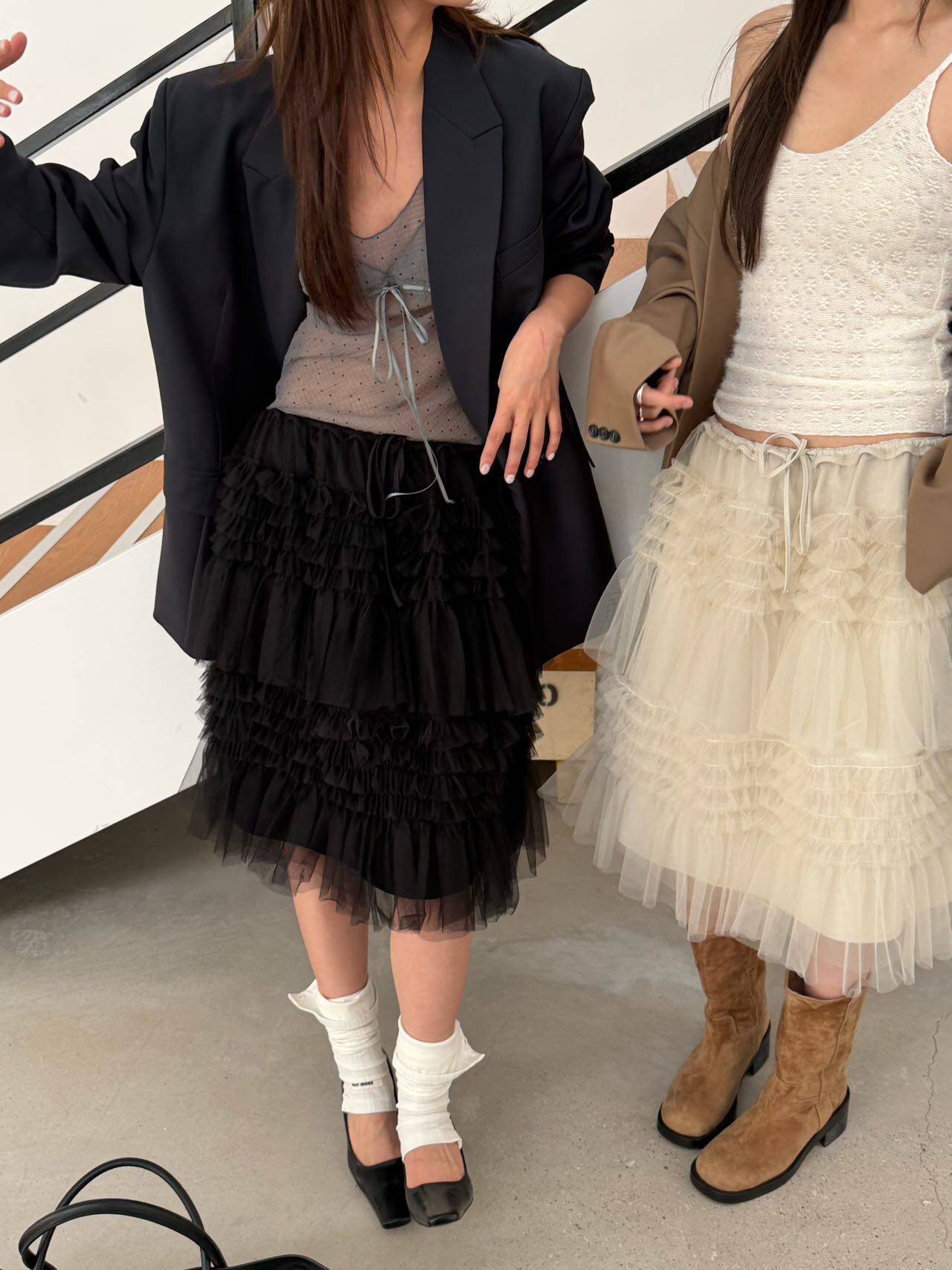 waitmore Многослойная фатиновая юбка-миди с высокой талией, весна-лето 2026