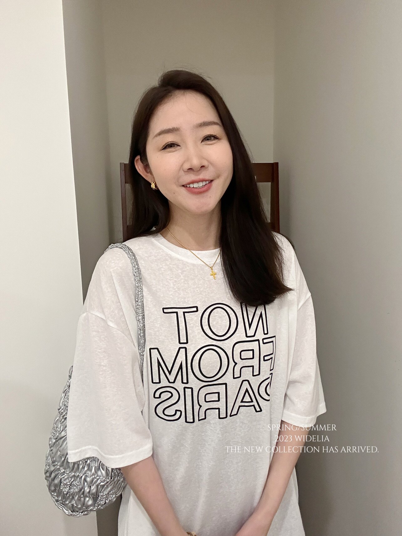 widelia женская футболка с американскими буквами свободного кроя лето 2026 повседневная универсальная удлиненная