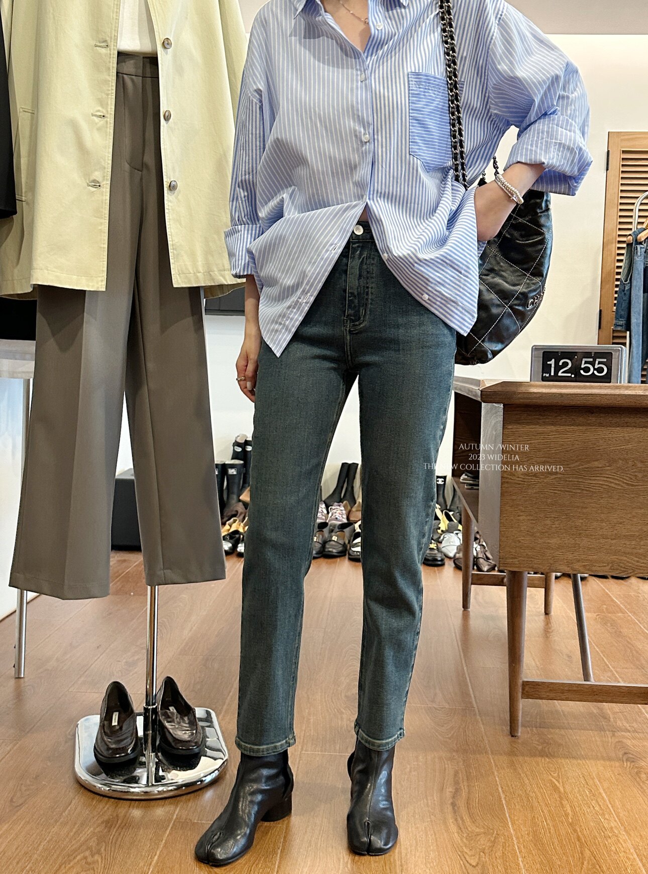 widelia женские укороченные стройнящие универсальные прямые брюки осень-зима 2026 высокая талия эластичные джинсы дудочки W05